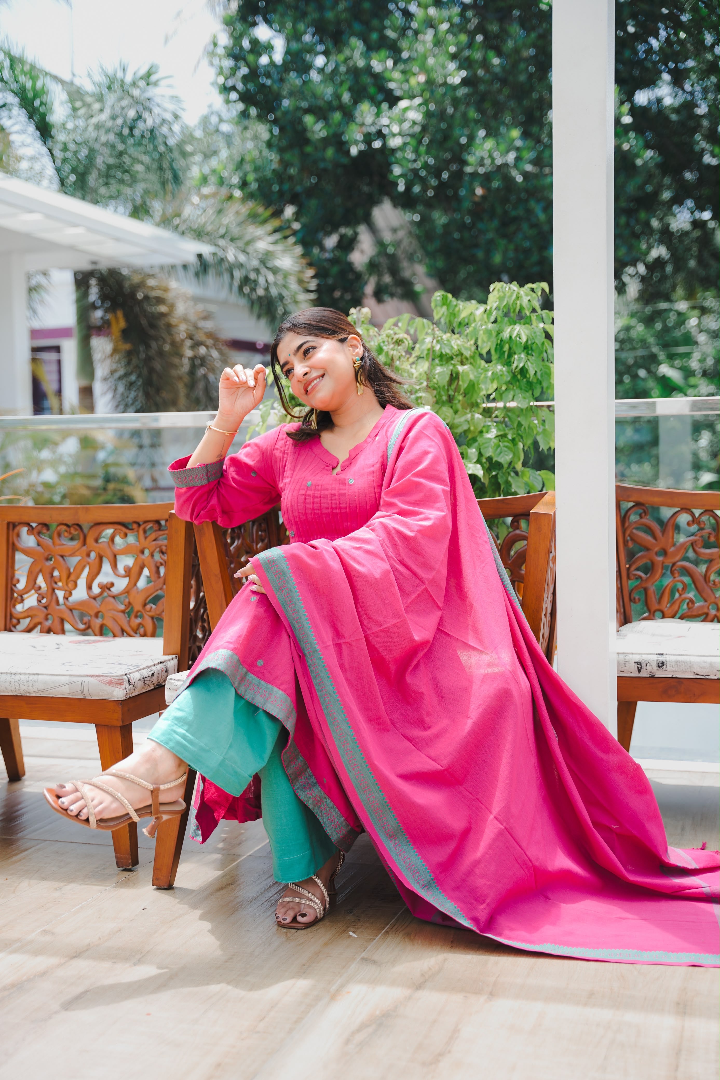 Pink jamdani suit