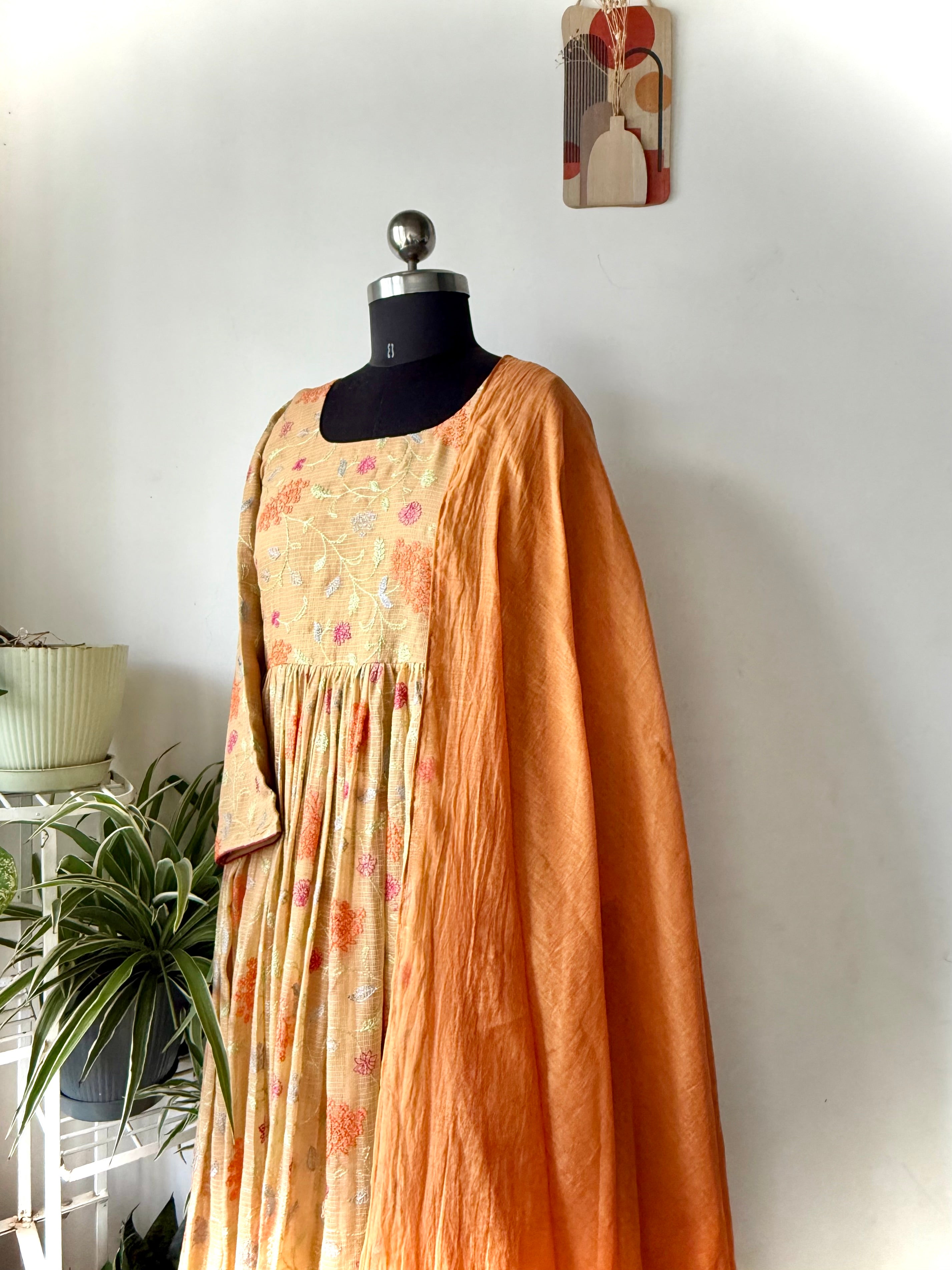 Kota cotton floral Anarkali set
