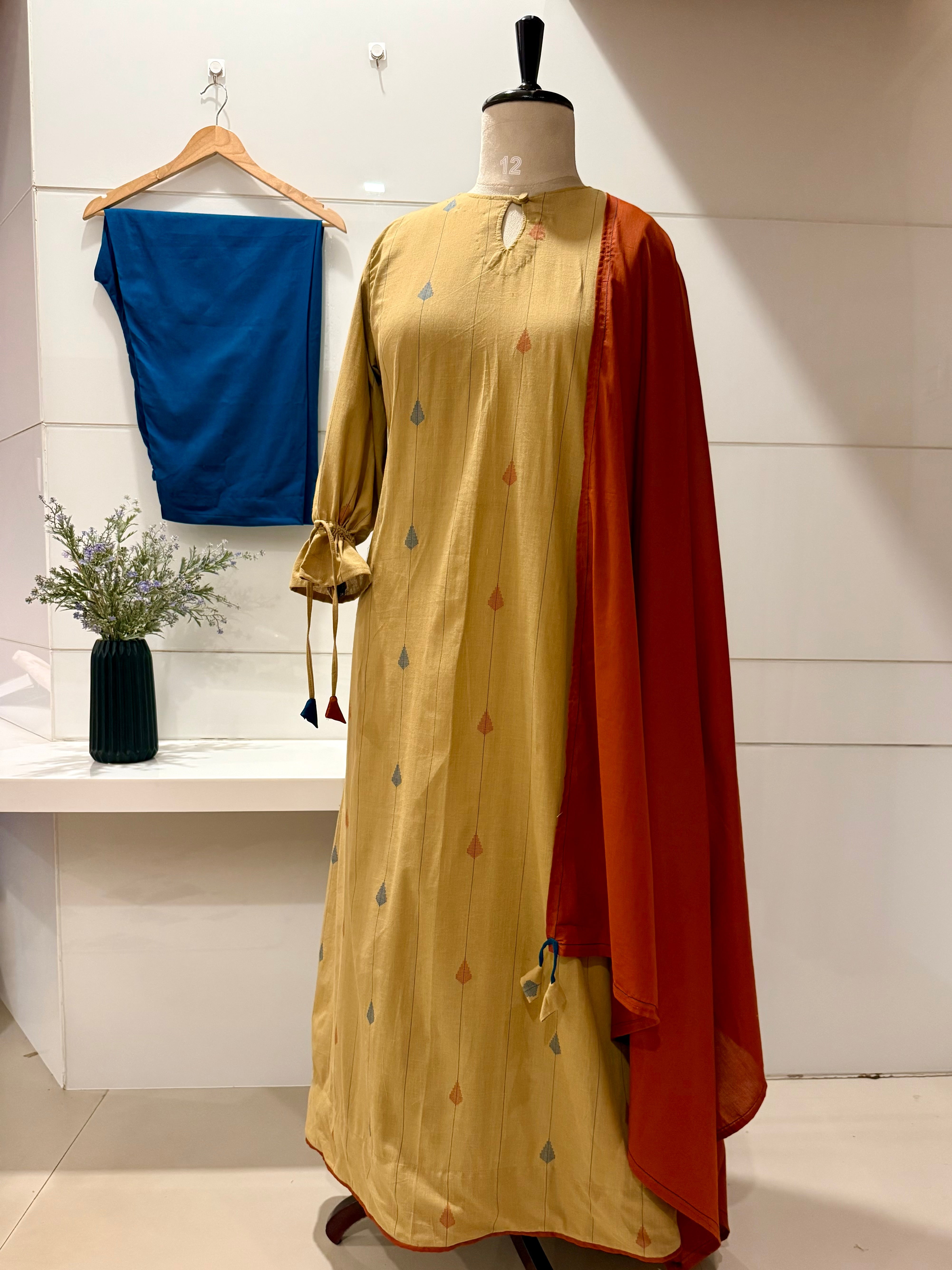 Rust orange jamdani set