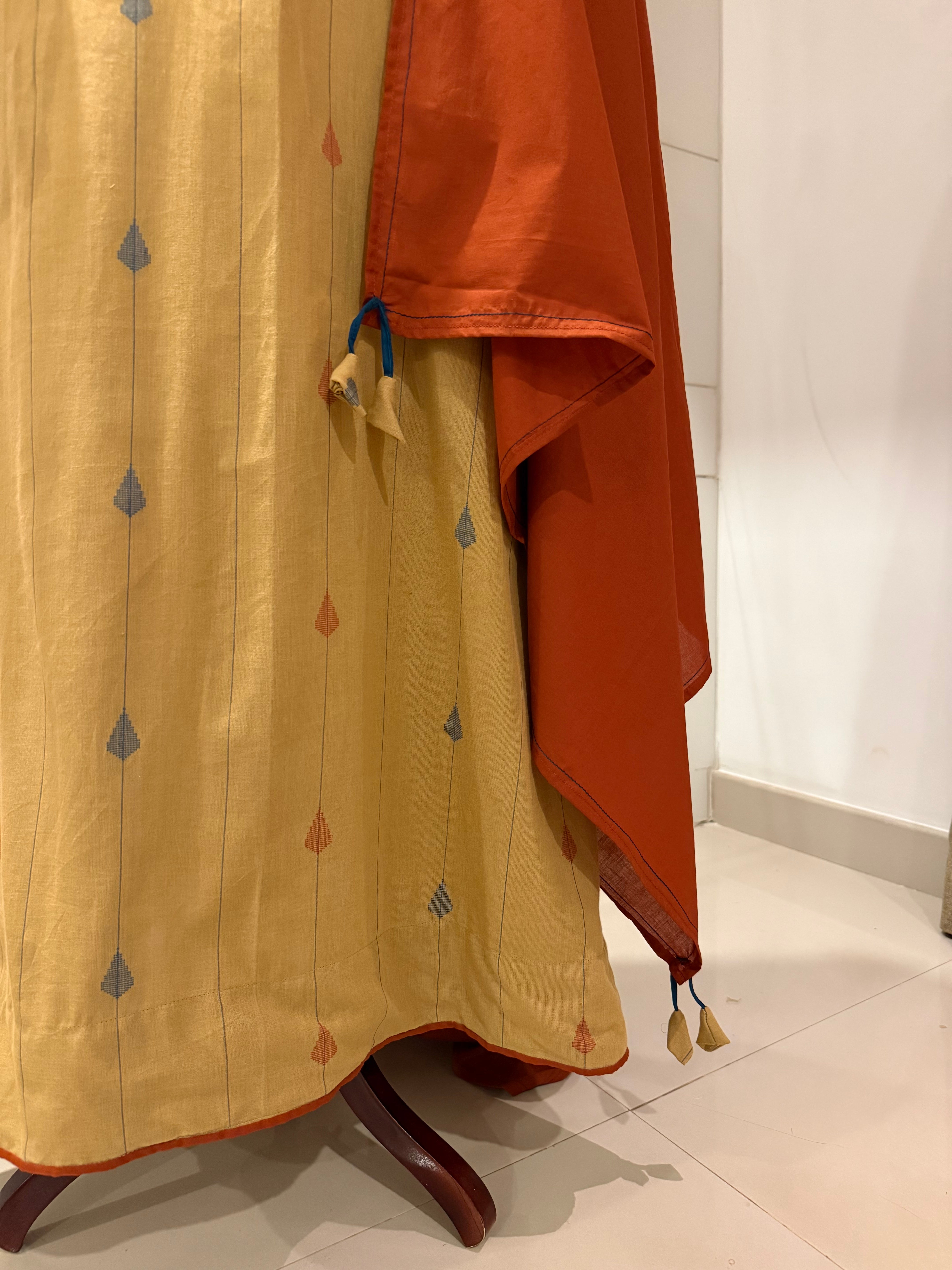 Rust orange jamdani set