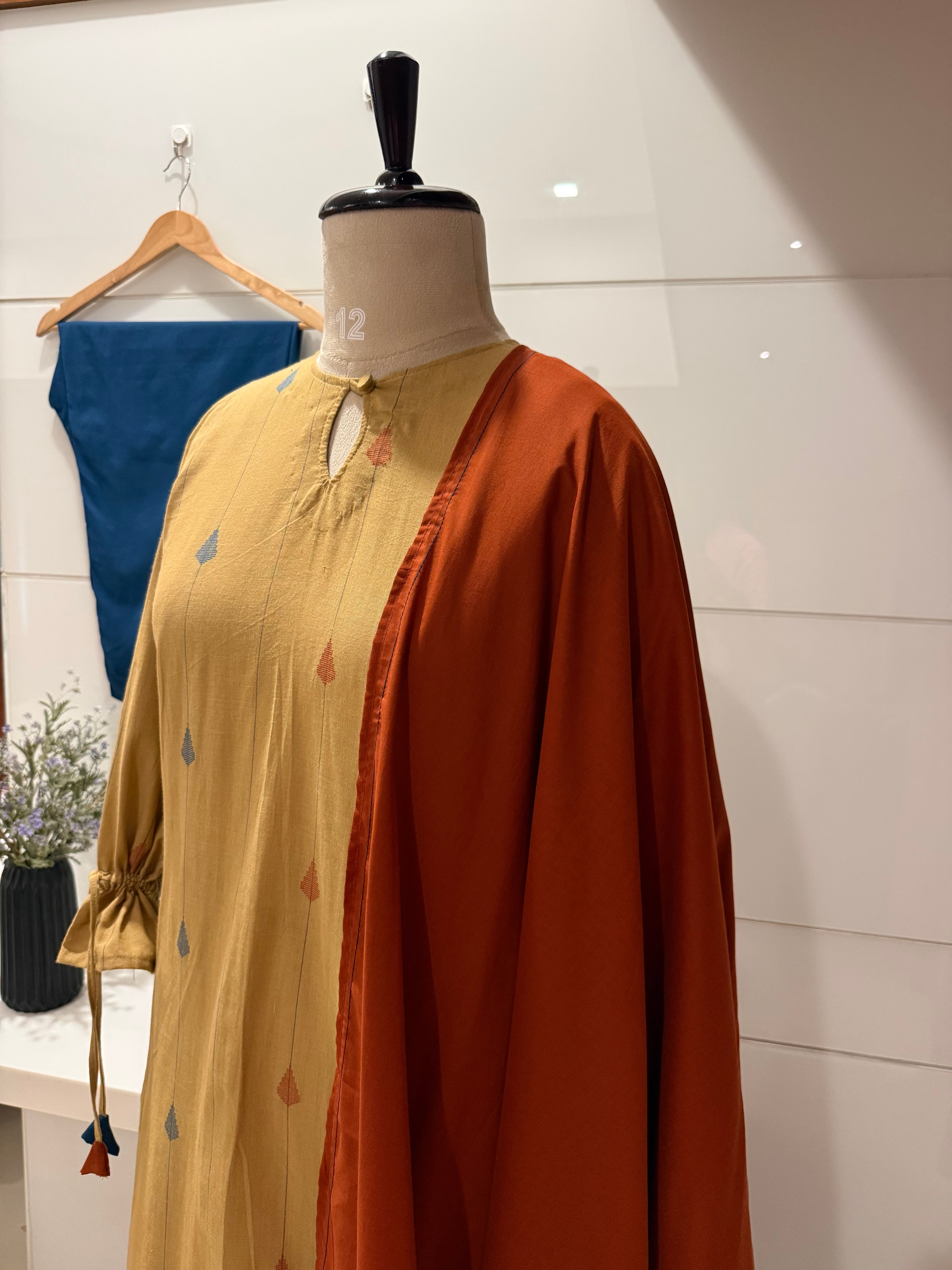 Rust orange jamdani set