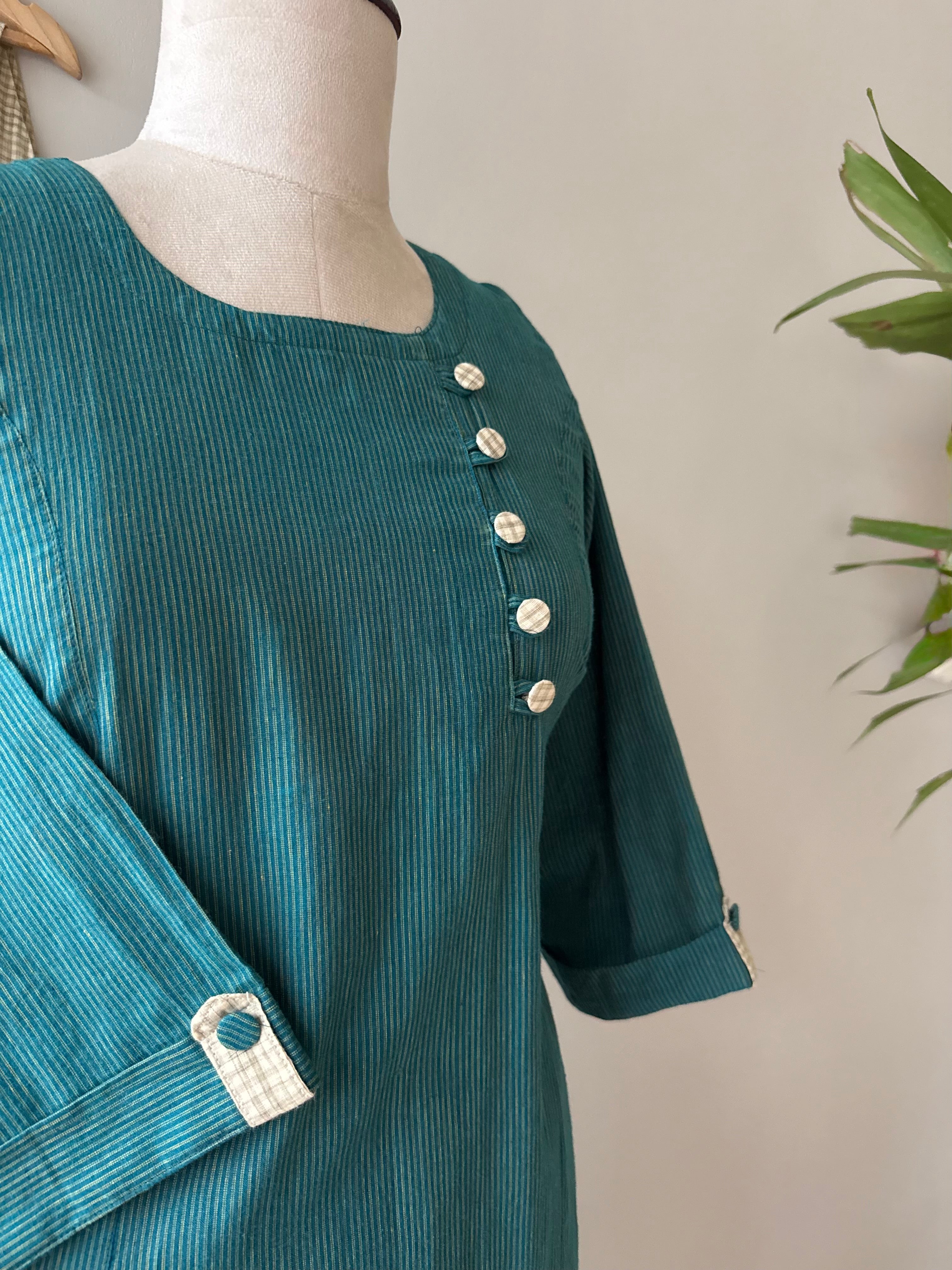 Stripes and checks kurta set
