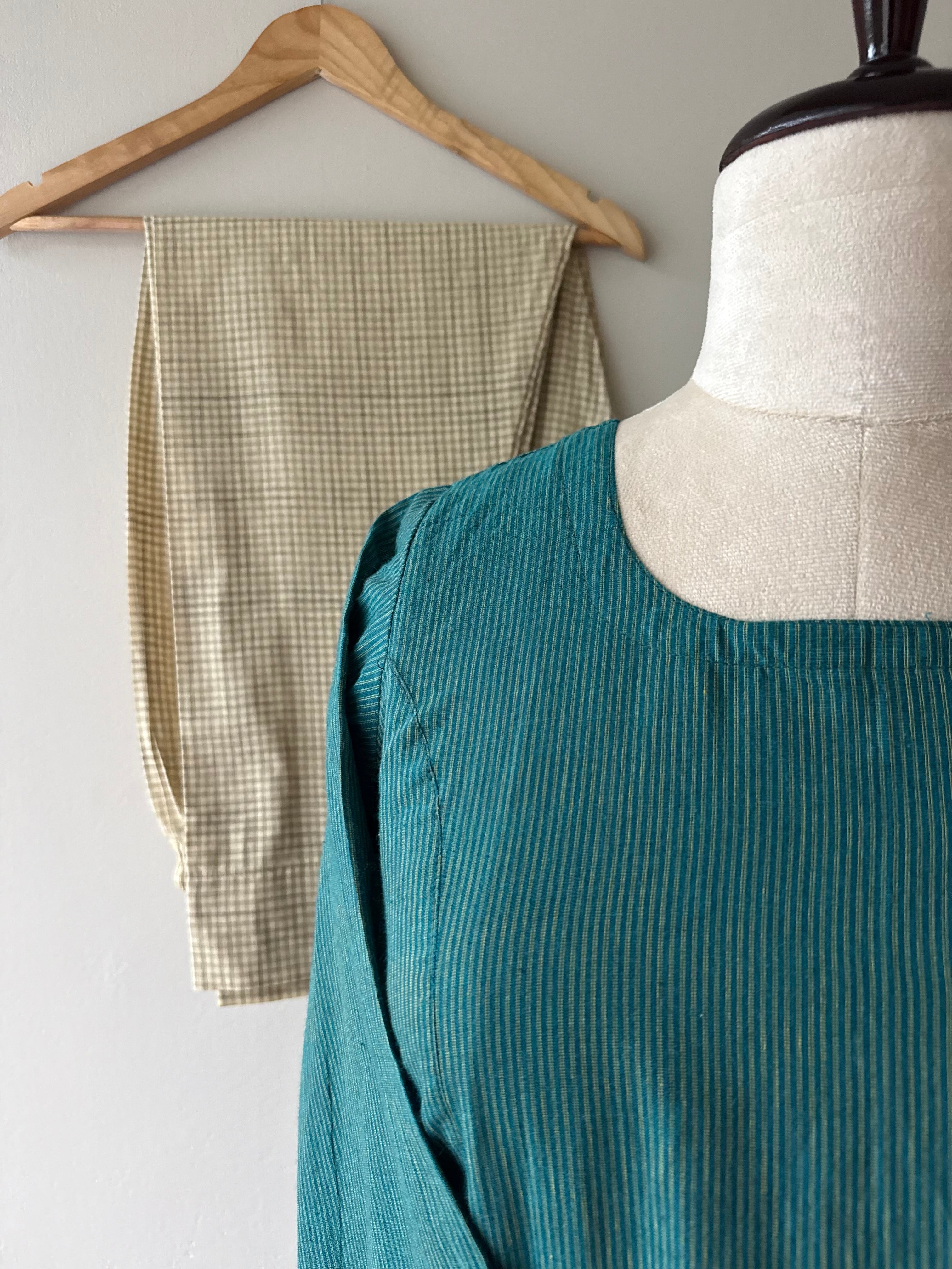 Stripes and checks kurta set