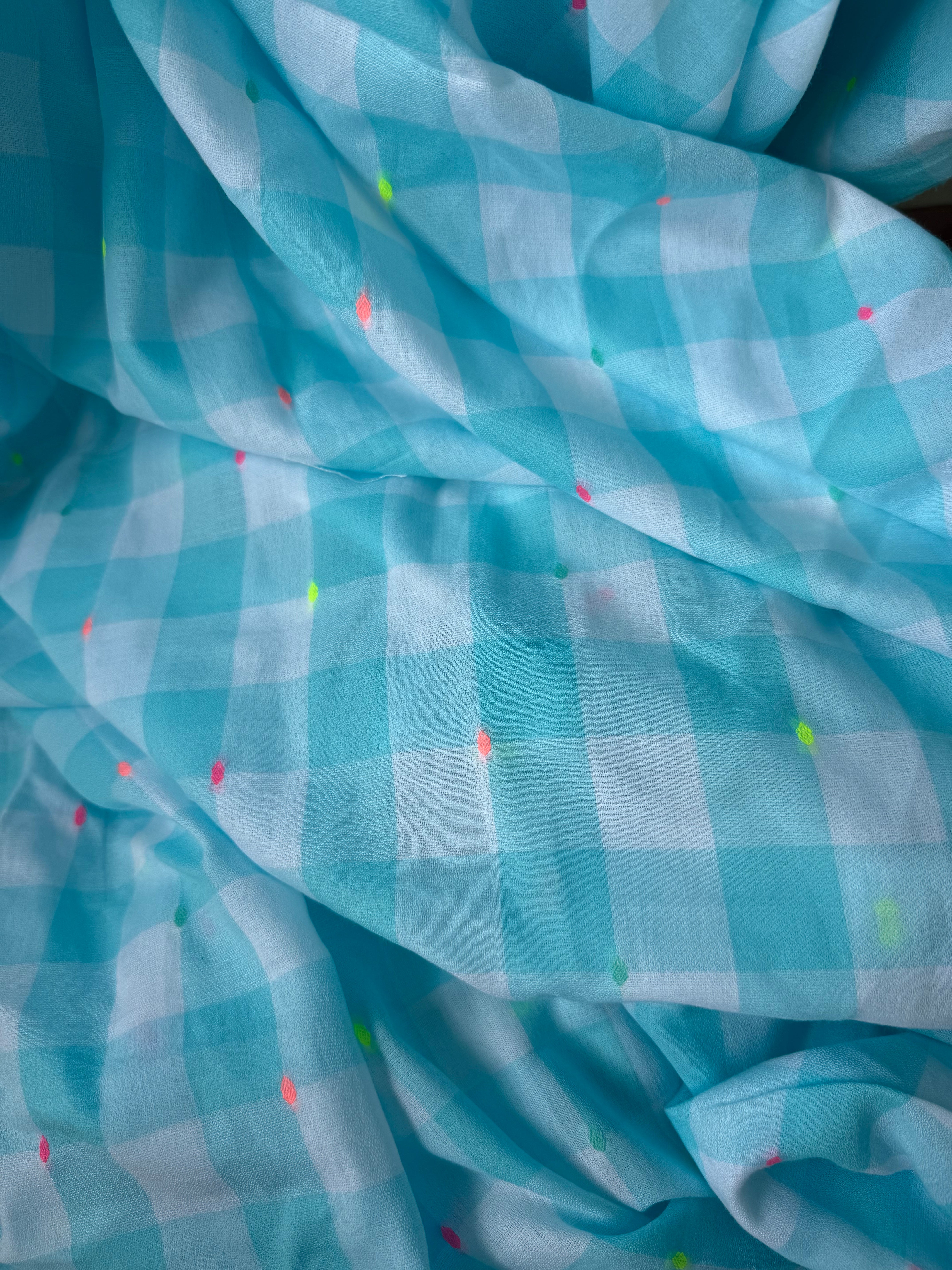 Checked rayon cotton
