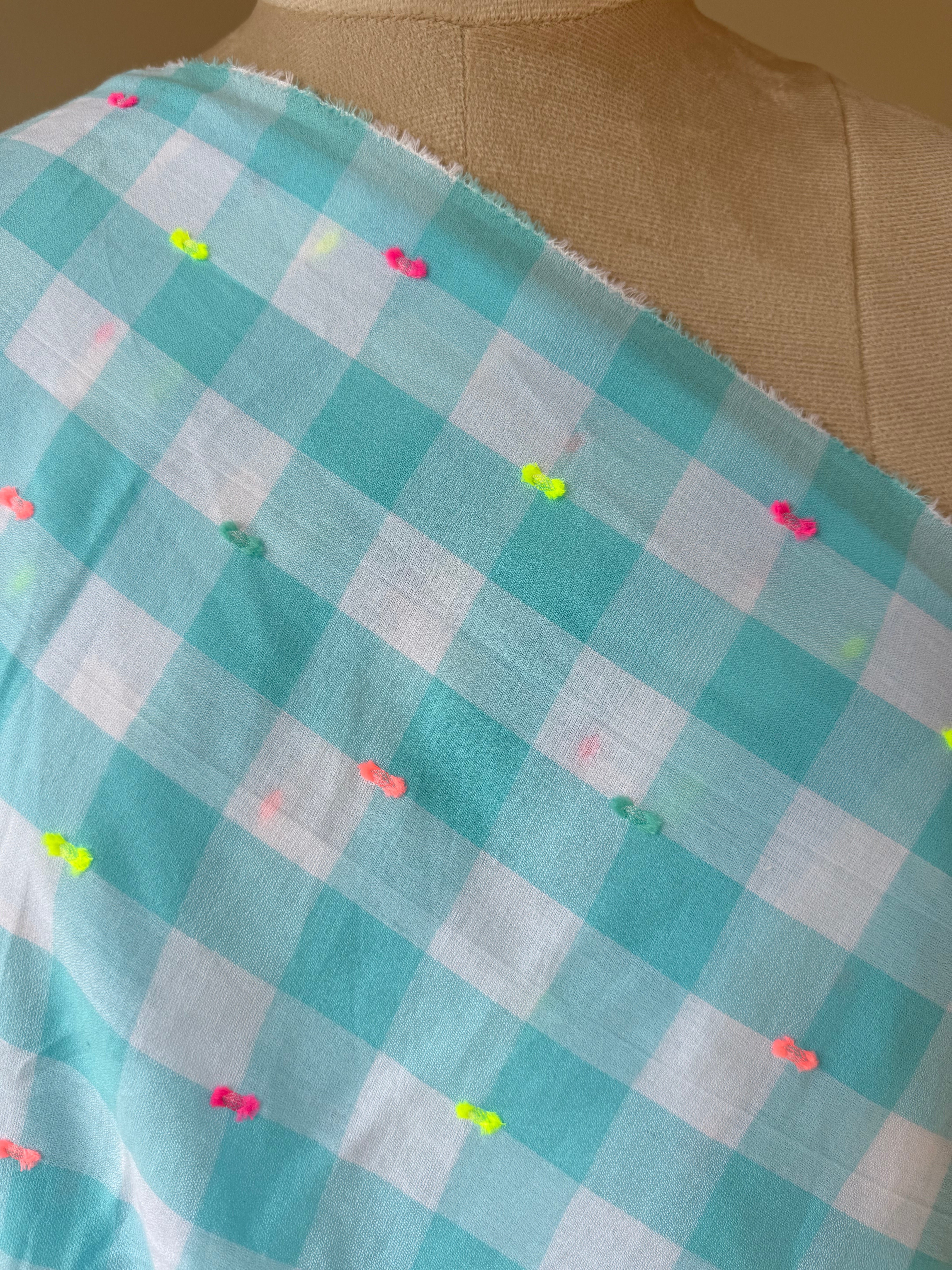 Checked rayon cotton