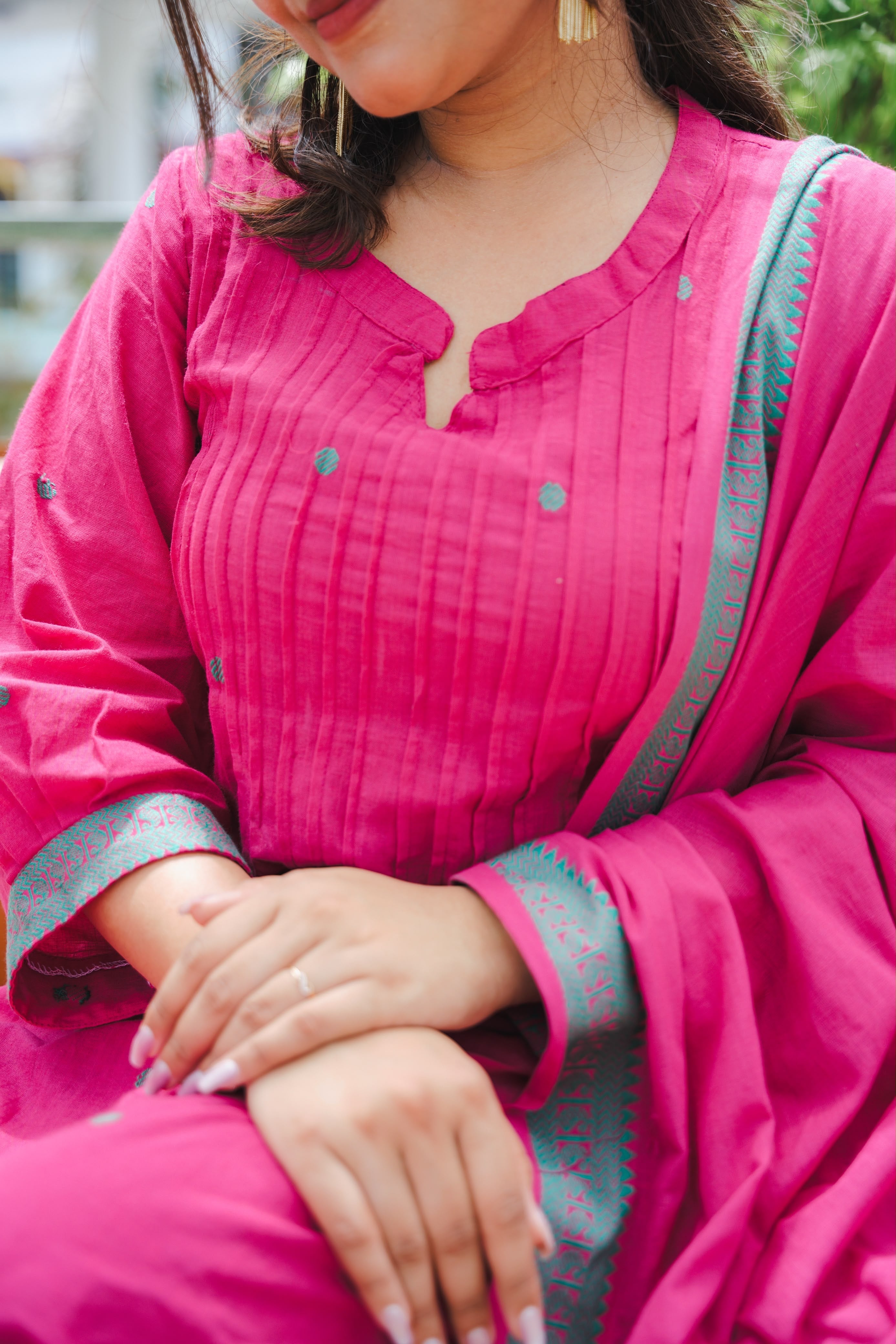 Pink jamdani suit