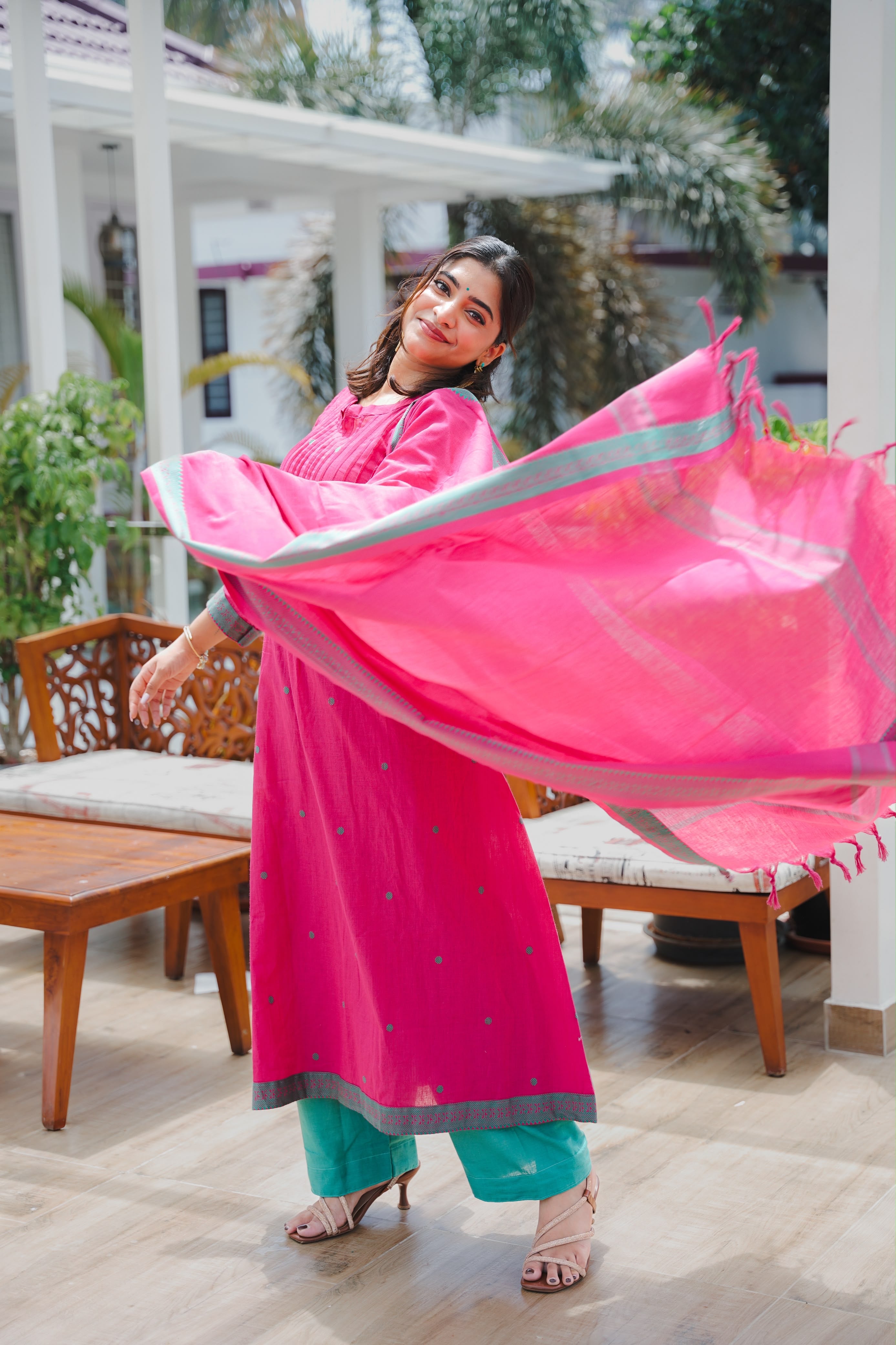 Pink jamdani suit